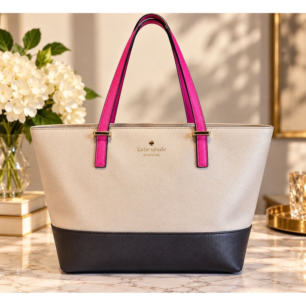 Kate Spade Cedar Street Large Harmony Colorblock Saffiano Leather Tote Bag Pink